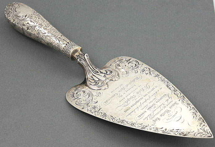 English Antique Sterling Siolver Trowel Circa 1850 With Inscriptions